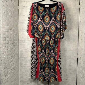 Shelby & Palmer Boho Multicolored midi Blouson Dress size16w